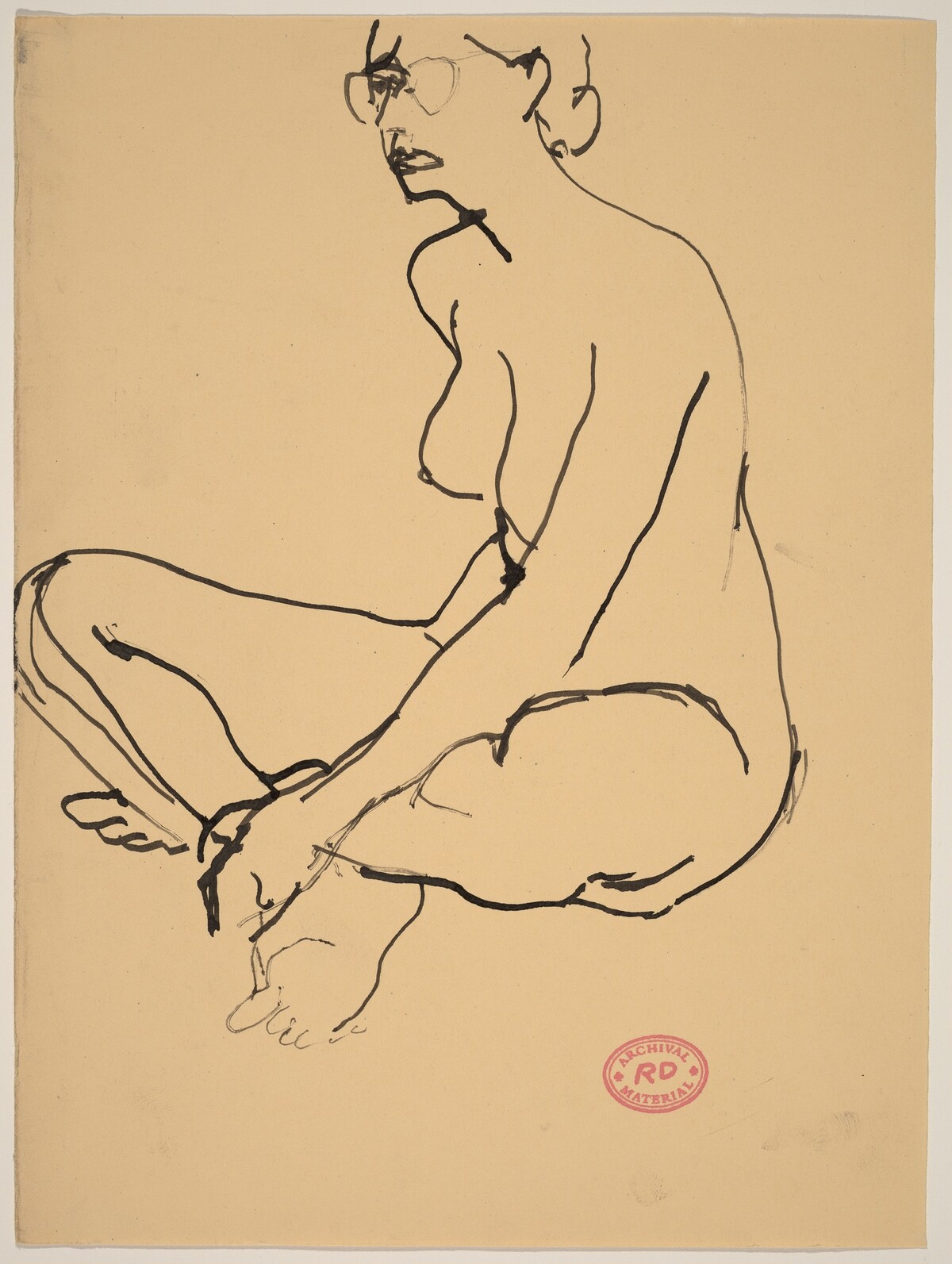 Untitled [seated female nude wearing glasses] by Richard Diebenkorn