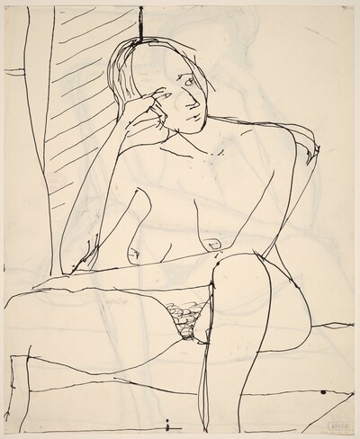 Untitled [seated nude resting her head upon her right hand] [verso]