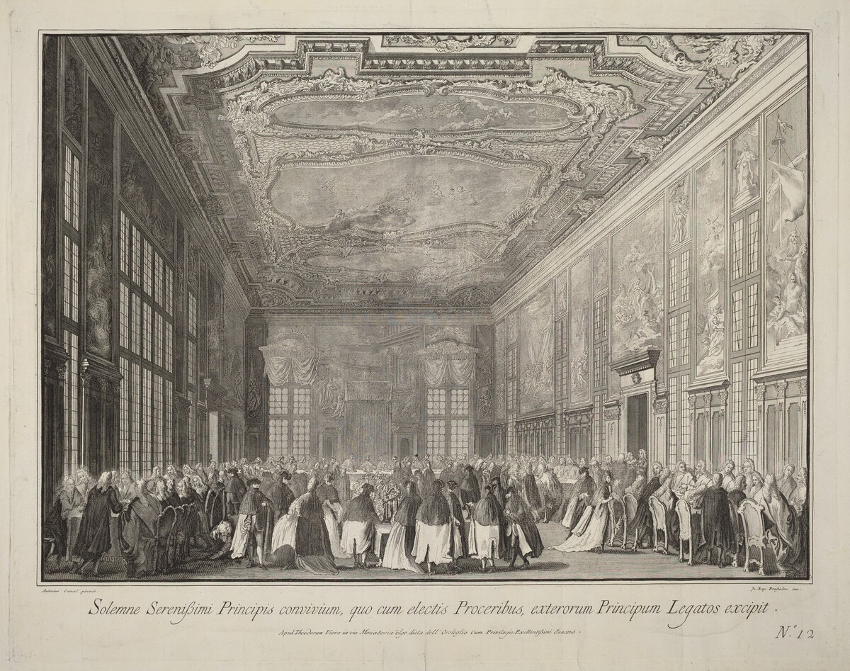 The Doge Entertains Foreign Ambassadors at a Banquet by Giovanni Battista Brustolon after Canaletto