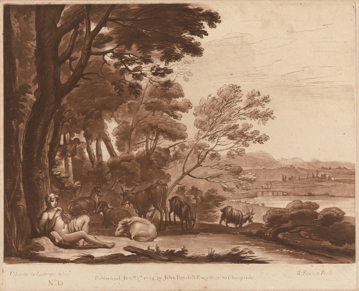 Landscape No. 15 from "Liber Veritatis" by Richard Earlom after Claude Lorrain