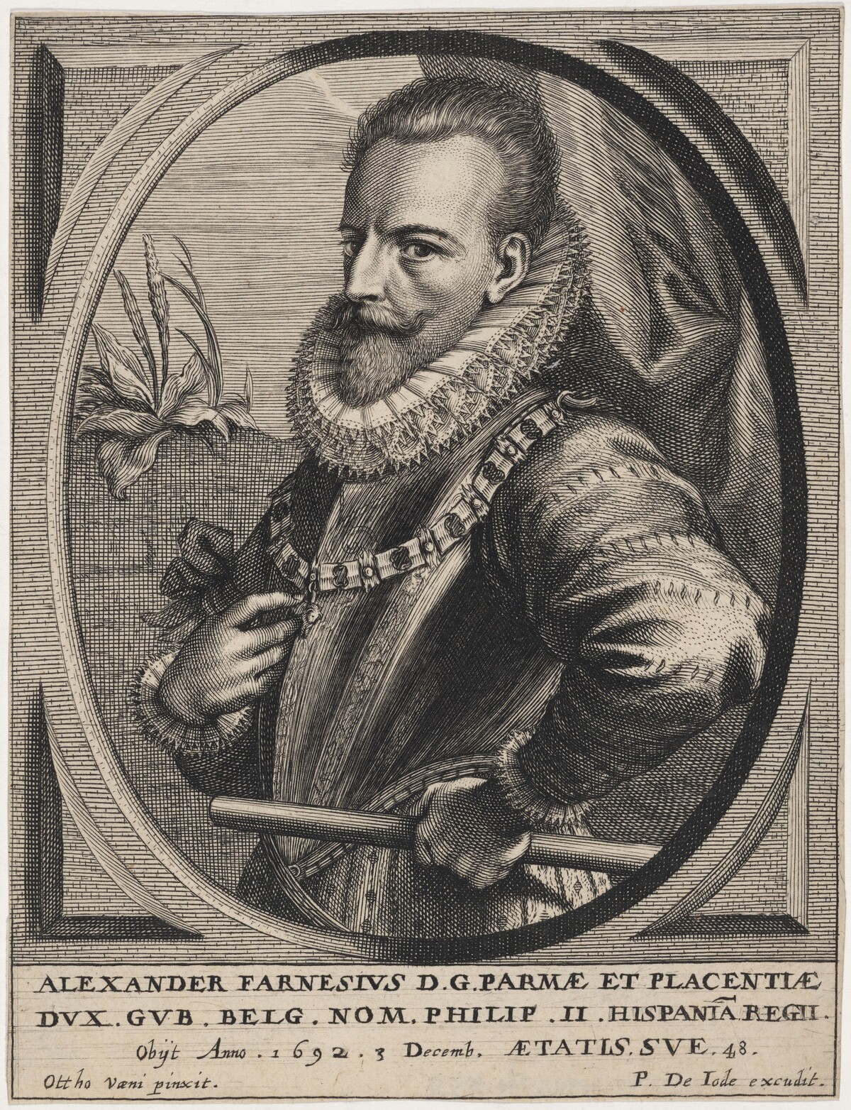 Alexander Farnese, Duke of Parma by Pieter de Jode II after Otto van Veen