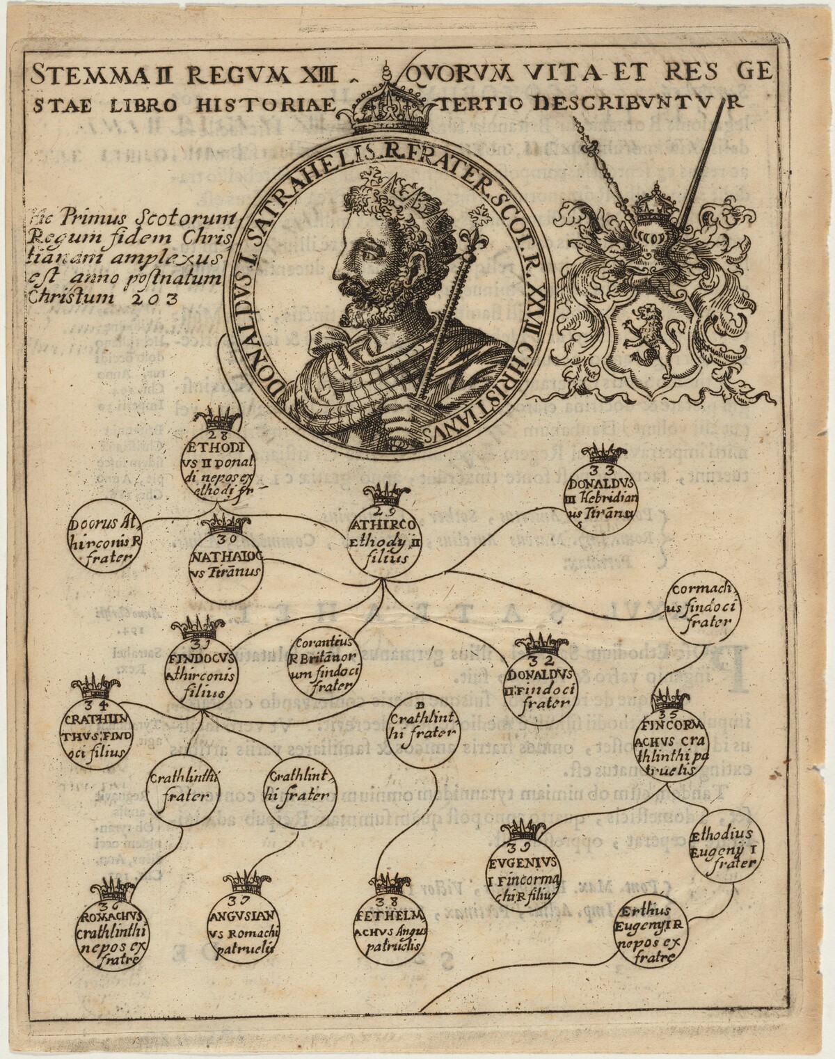 Donald I of Scotland with Geneology by Unknown Artist