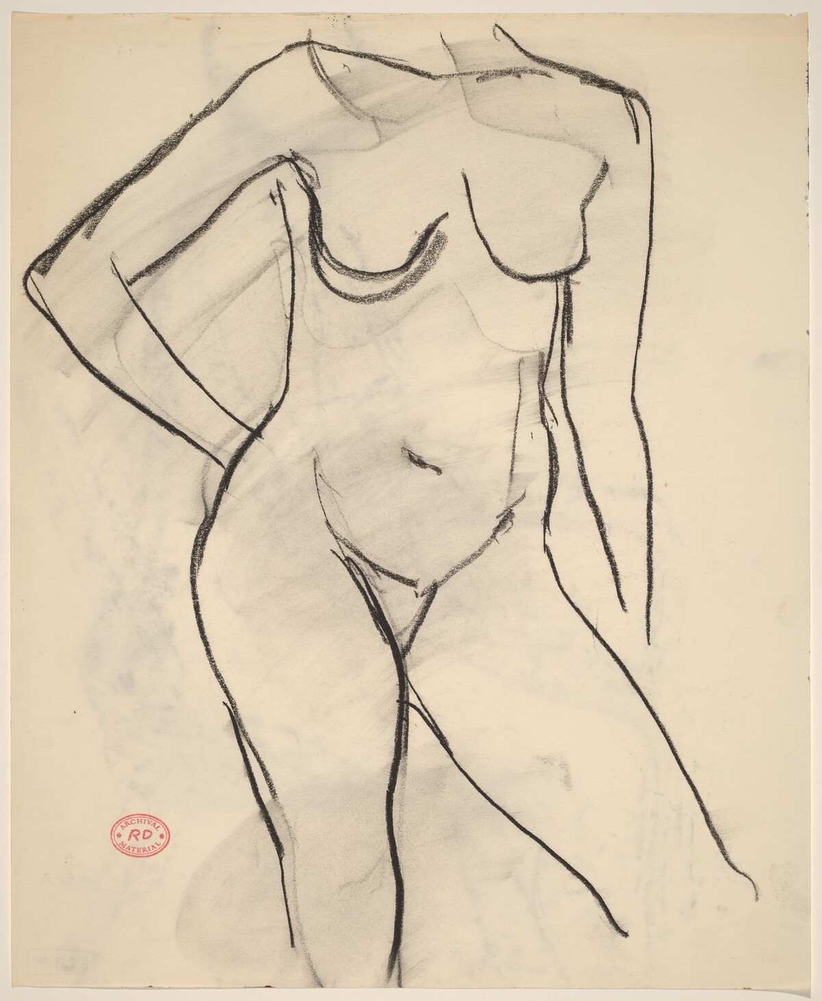 Untitled [female nude with right arm akimbo] by Richard Diebenkorn