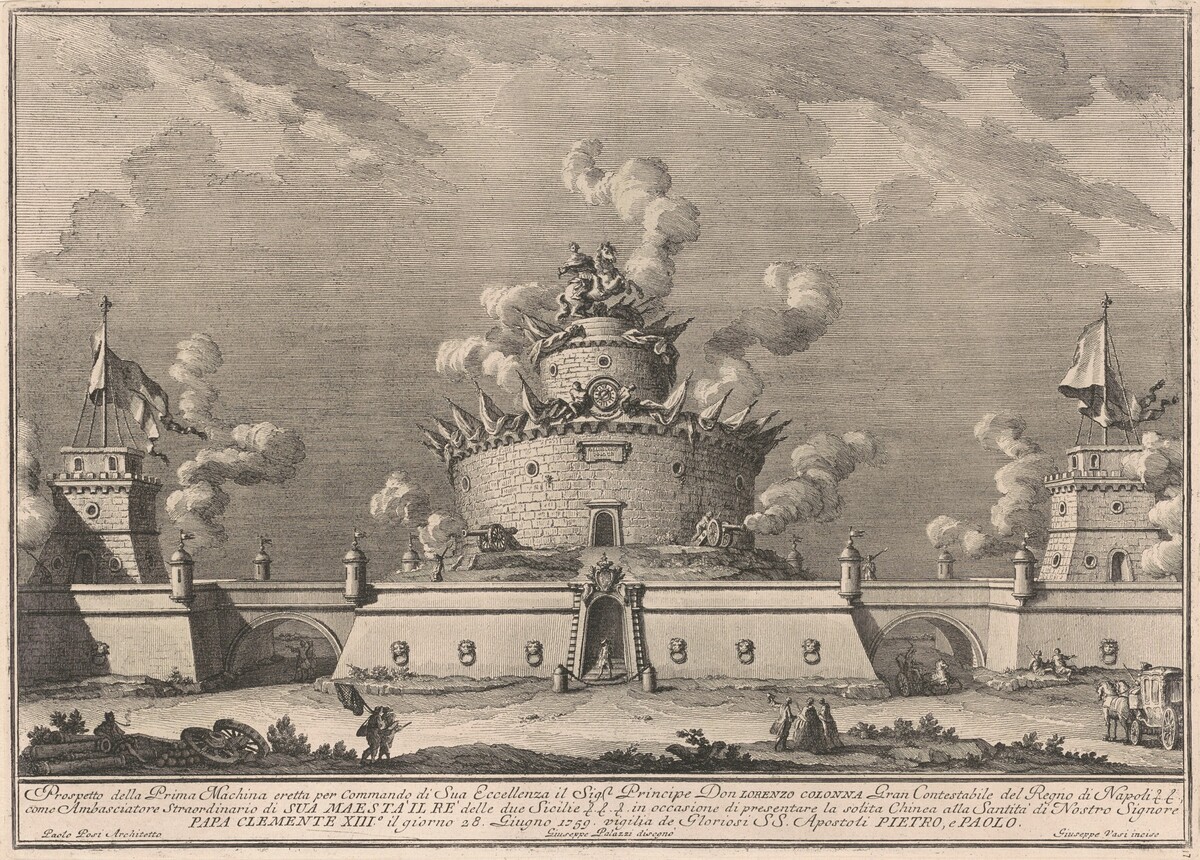 The Prima Macchina for the Chinea of 1759: A Fortress by Giuseppe Vasi, after Giuseppe Palazzi, after Paolo Posi