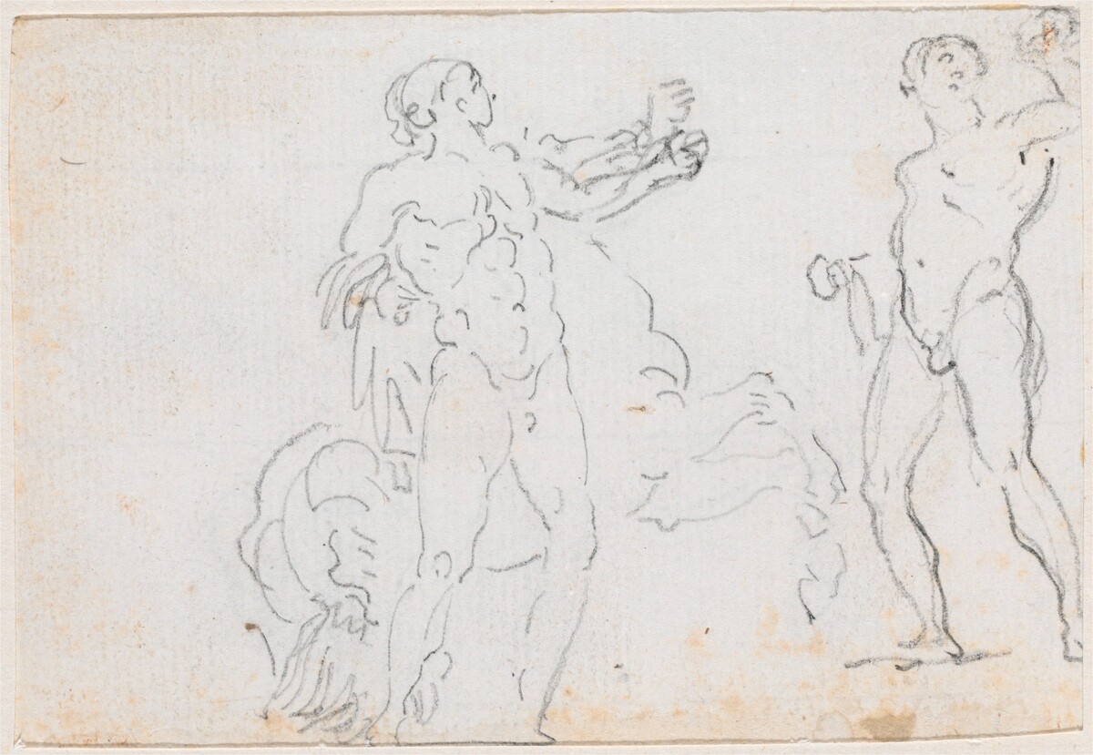 Two Studies of the Statue of Alexander and Bucephalus [verso] by Hubert Robert