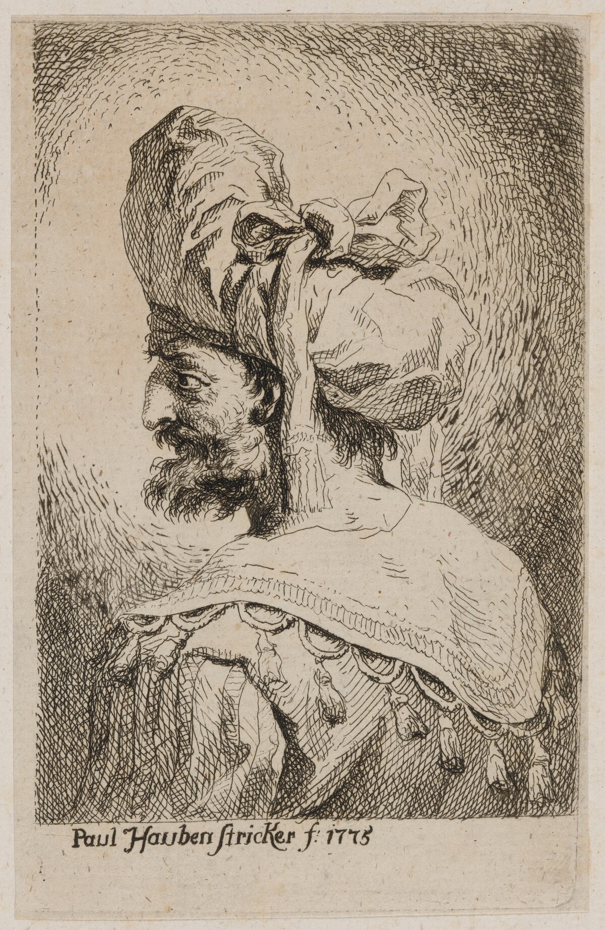 Oriental with a Soft Hat in Profile, Looking Left by Paul Haubenstricker