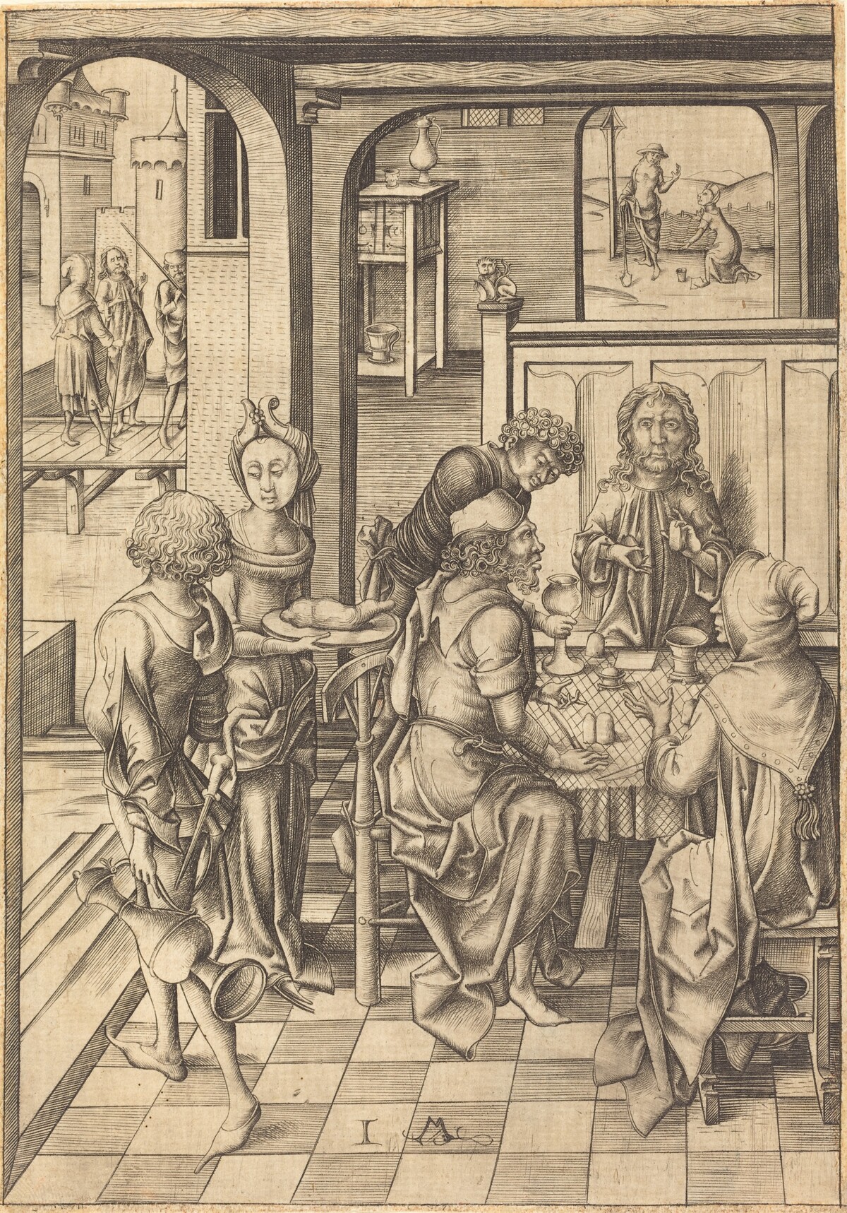 Christ at Emmaus by Israhel van Meckenem
