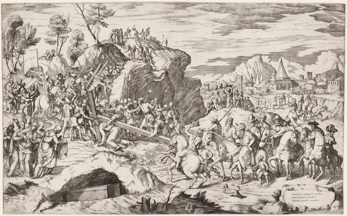 The Bearing of the Cross by Giovanni Battista Fontana, after Domenico Campagnola