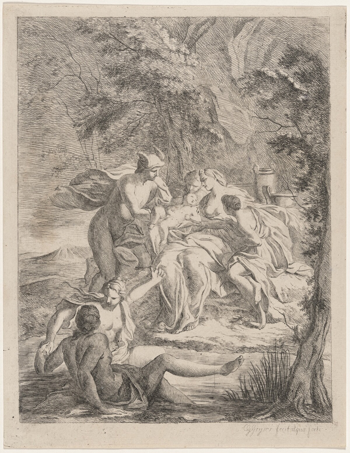 Hermes Bringing the Infant Dionysus to the Nymphs by Christian Gottlieb Geyser