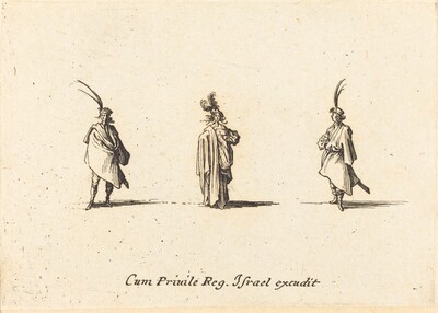 Lady in Long Cloak, and Two Gentlemen