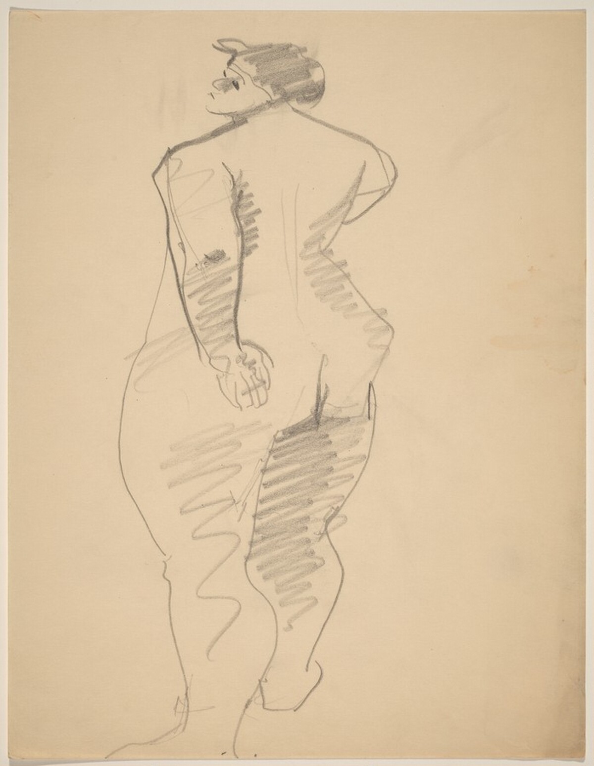 Rear View of Standing Female Nude, Right Arm Bent, Looking Left by Mark Rothko