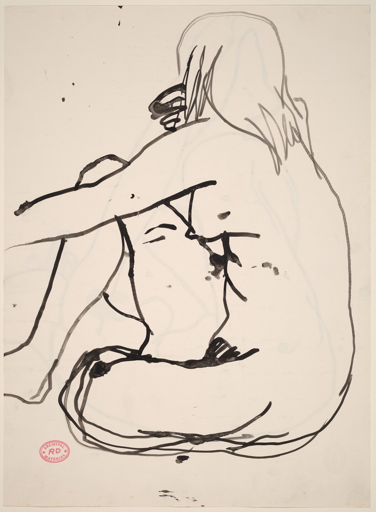 Untitled [side view of seated female nude] [recto] by Richard Diebenkorn