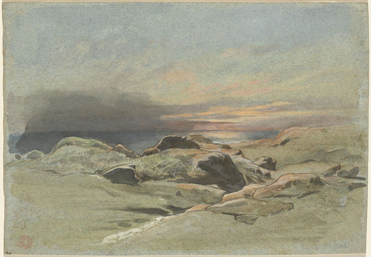 Sunset from a Rocky Coastline by Jean Achille Benouville