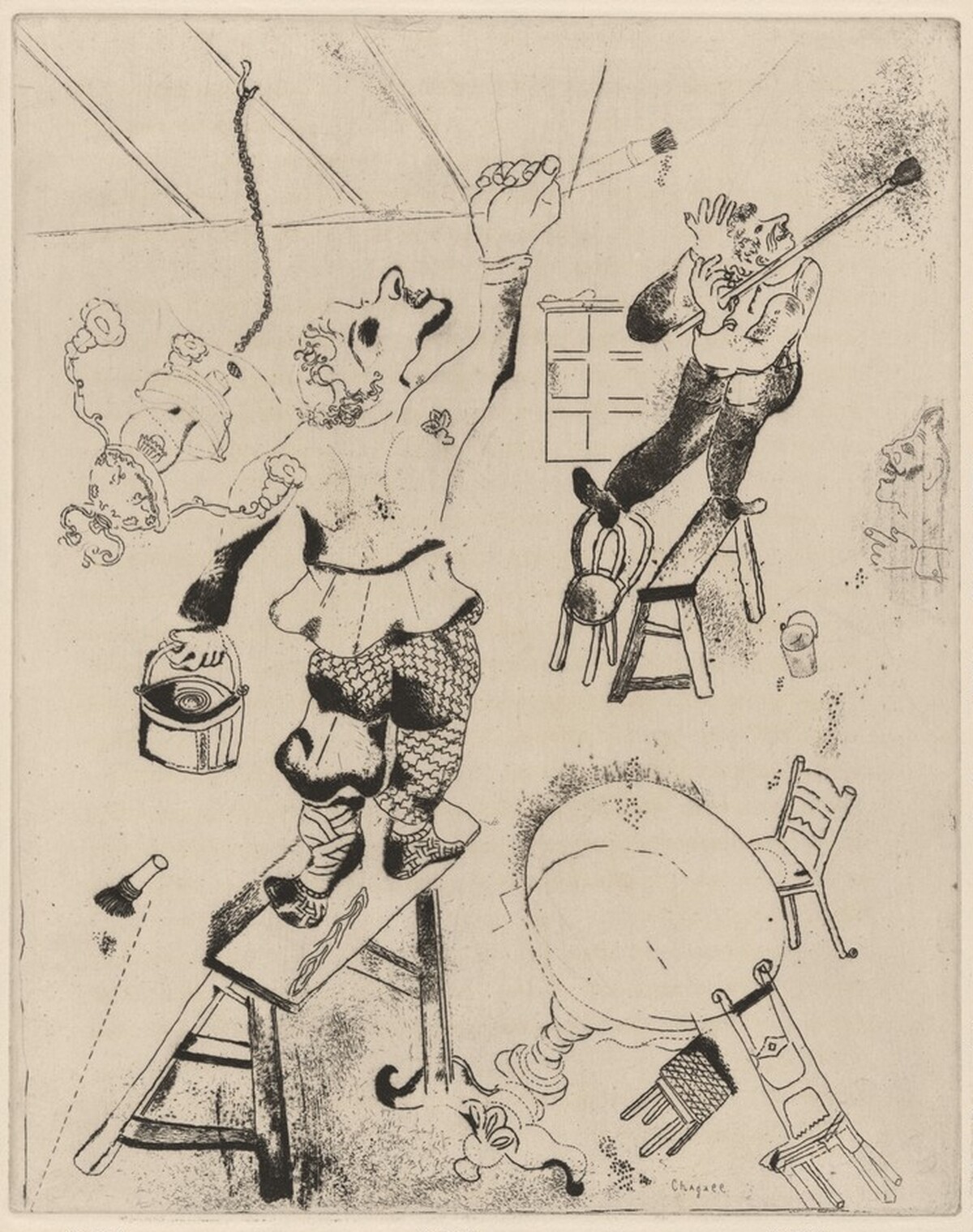 Les peintres (Whitewashing the Walls)
 by Marc Chagall