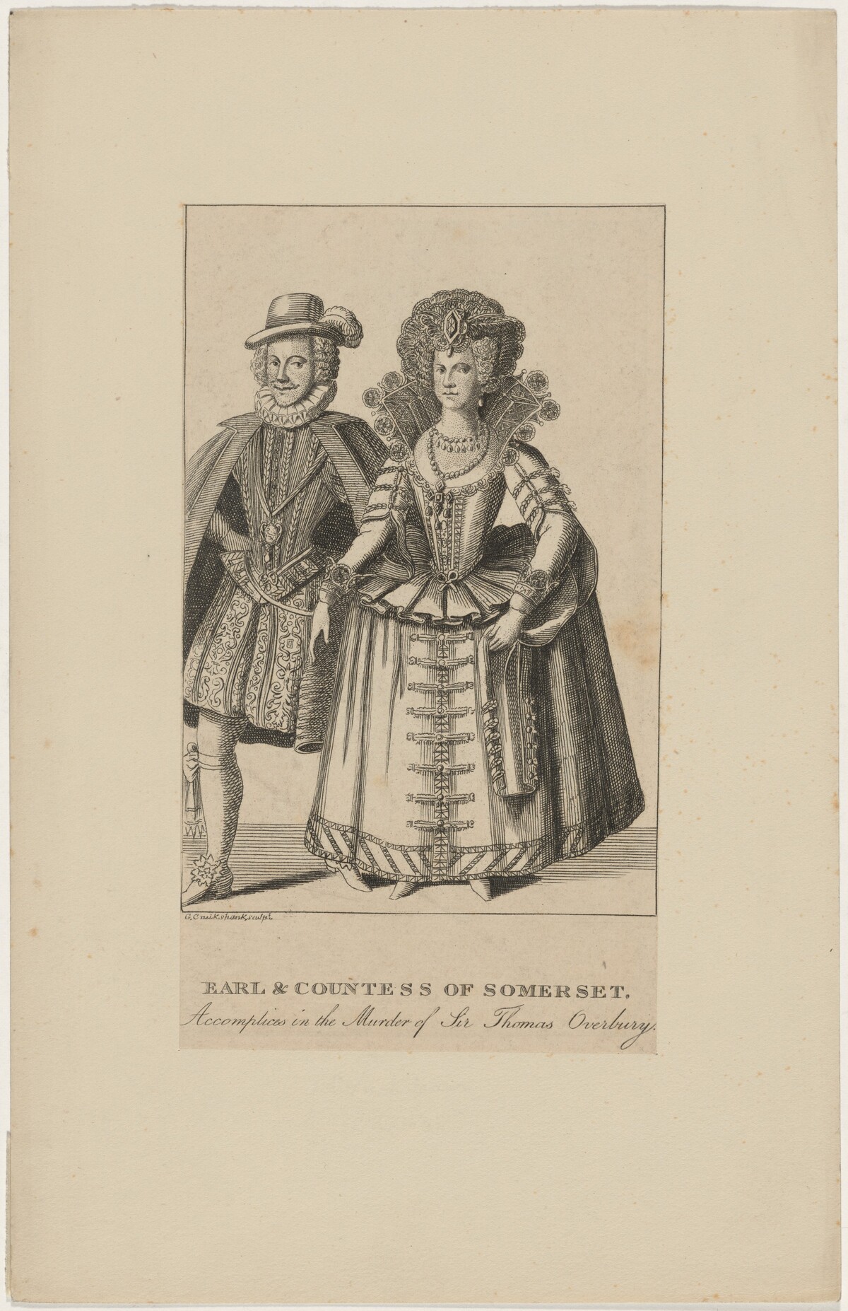 Earl and Countess of Somerset, Accomplices inthe Murder of Sir Thomas Overbury by George Cruikshank
