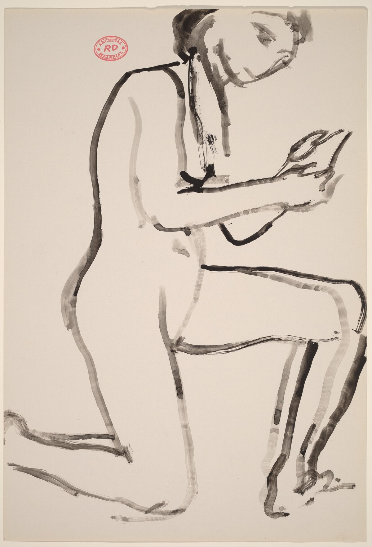 Untitled [female nude kneeling on right knee] by Richard Diebenkorn