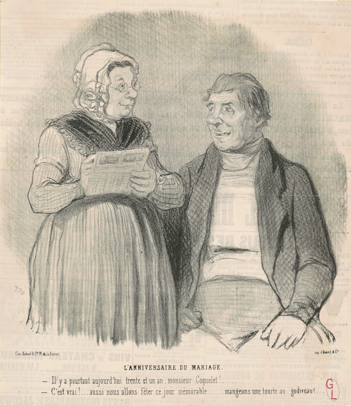 L'anniversaire du mariage by Honoré Daumier
