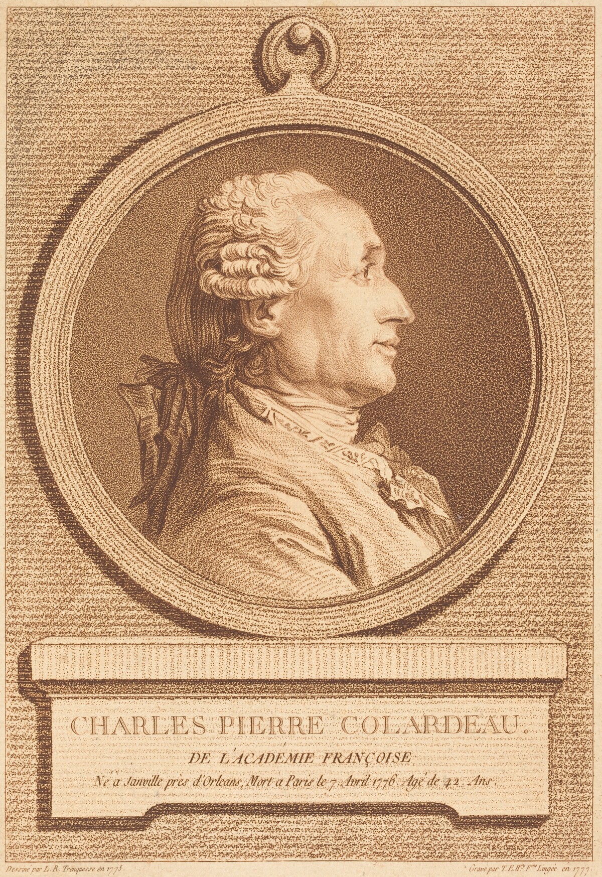 Charles Pierre Colardeau by Thérèse-Éléonore Lingée after Louis Rolland Trinquesse