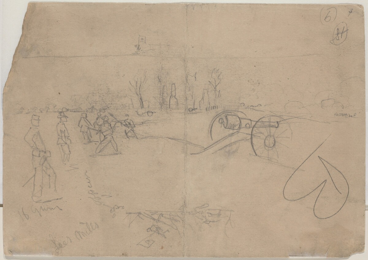 Soldiers and Cannon [verso] by Winslow Homer