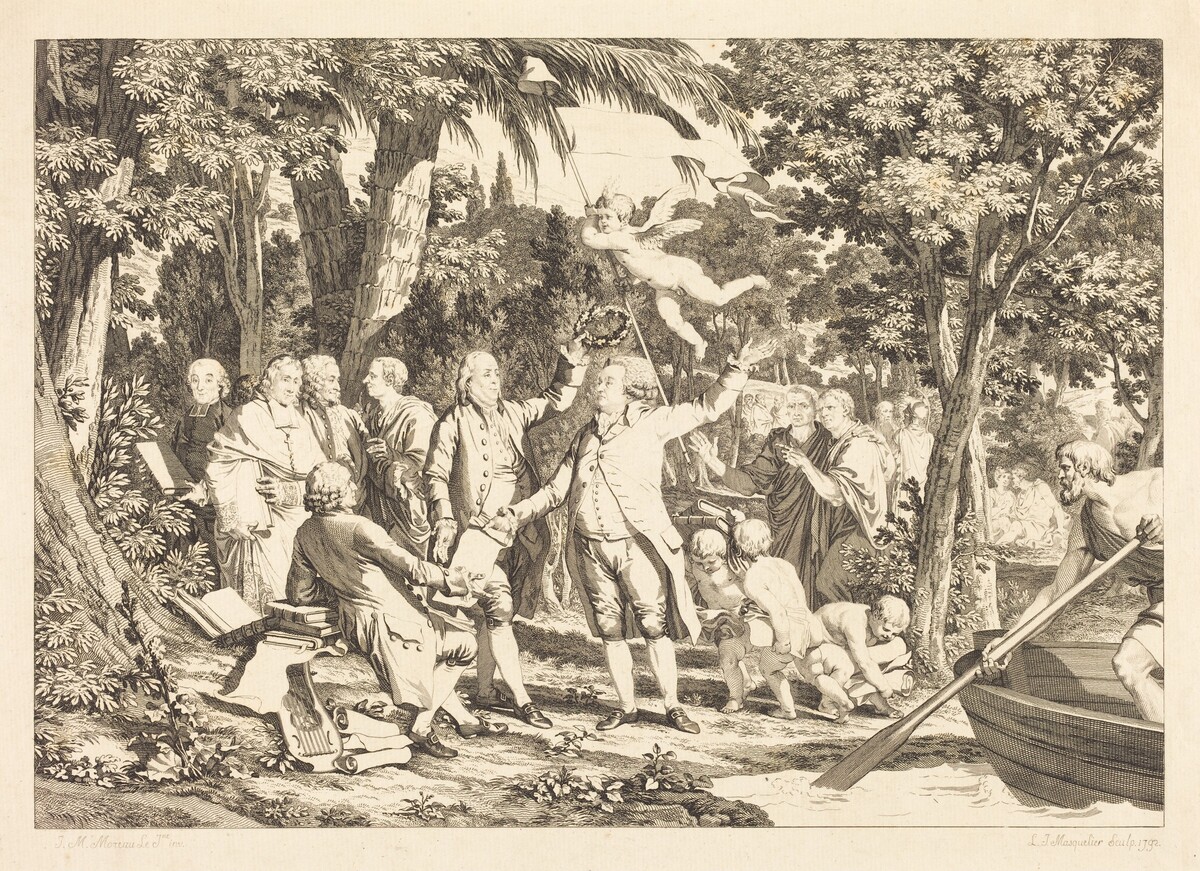 Mirabeau arrive aux Champs-Élisées by Louis-Joseph Masquelier after Jean-Michel Moreau
