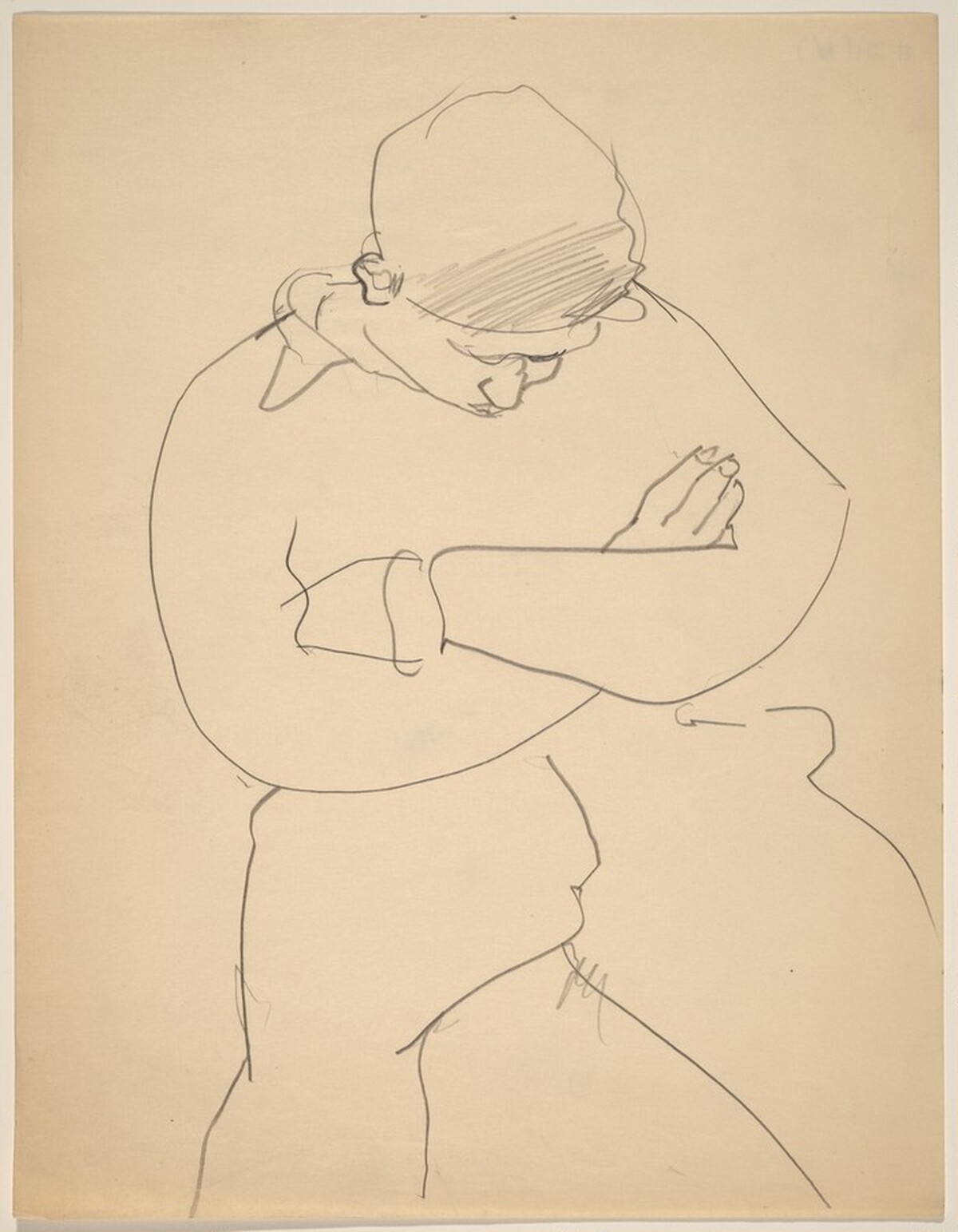 Seated Figure Looking Down, Arms Folded by Mark Rothko