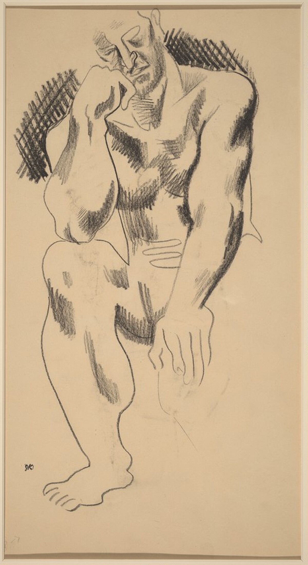 Seated Male Nude [verso] by Jan Matulka