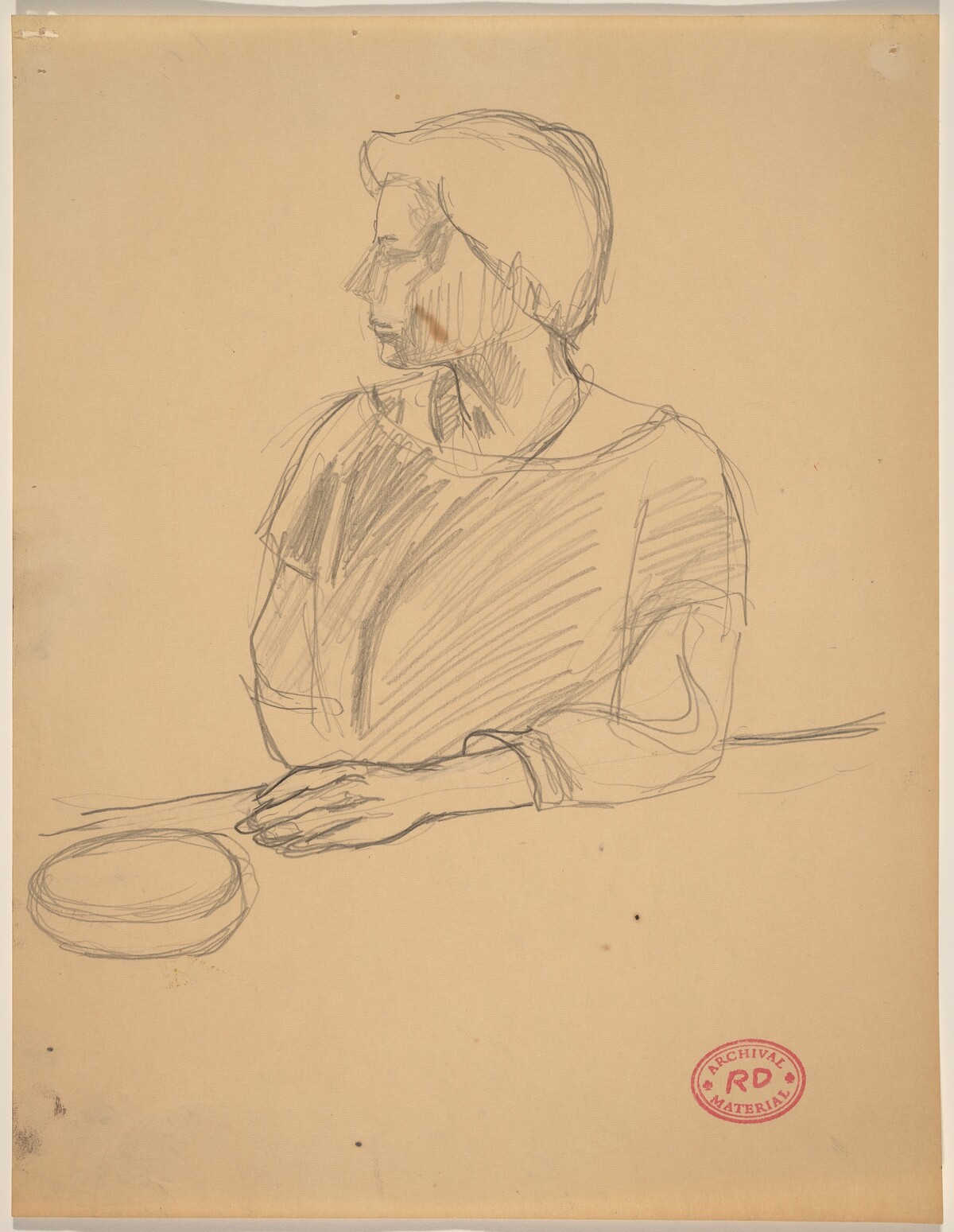 Untitled [figure resting left arm on a ledge] by Richard Diebenkorn