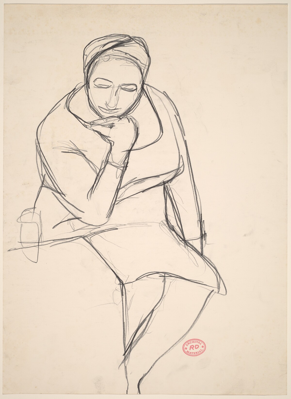 Untitled [seated woman resting her chin on her hand] by Richard Diebenkorn