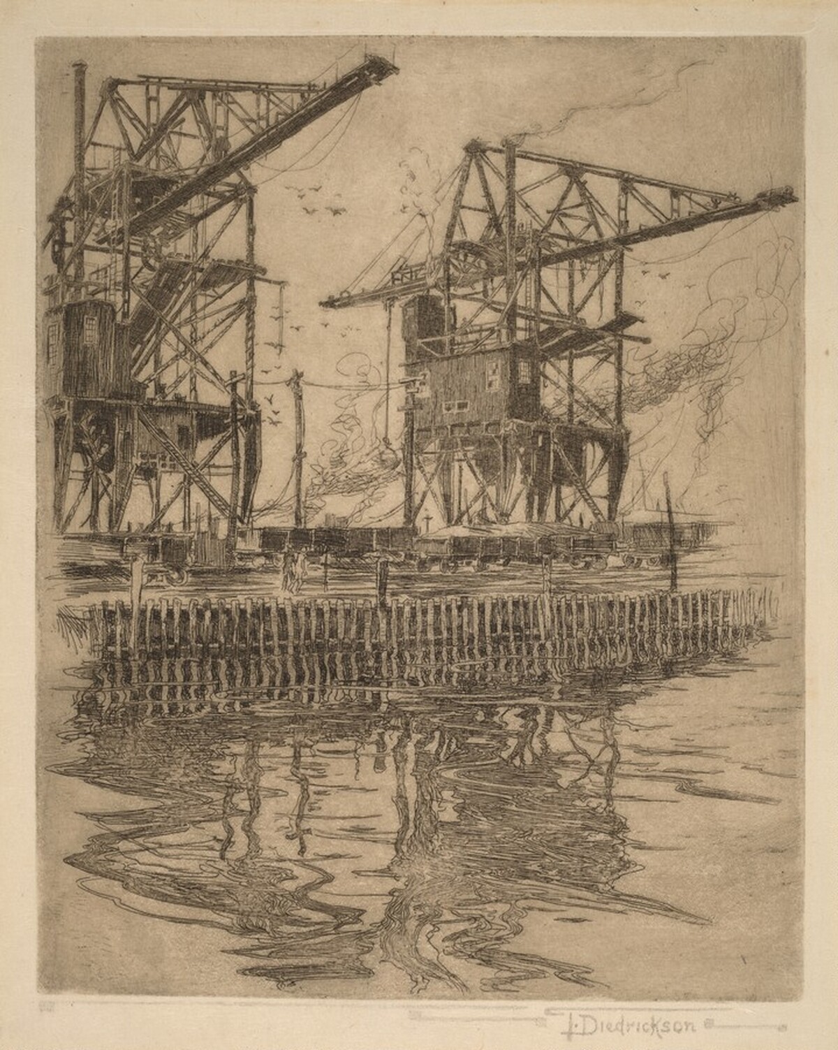 Untitled (Industrial Waterfront Scene) by Theodore Diedrickson
