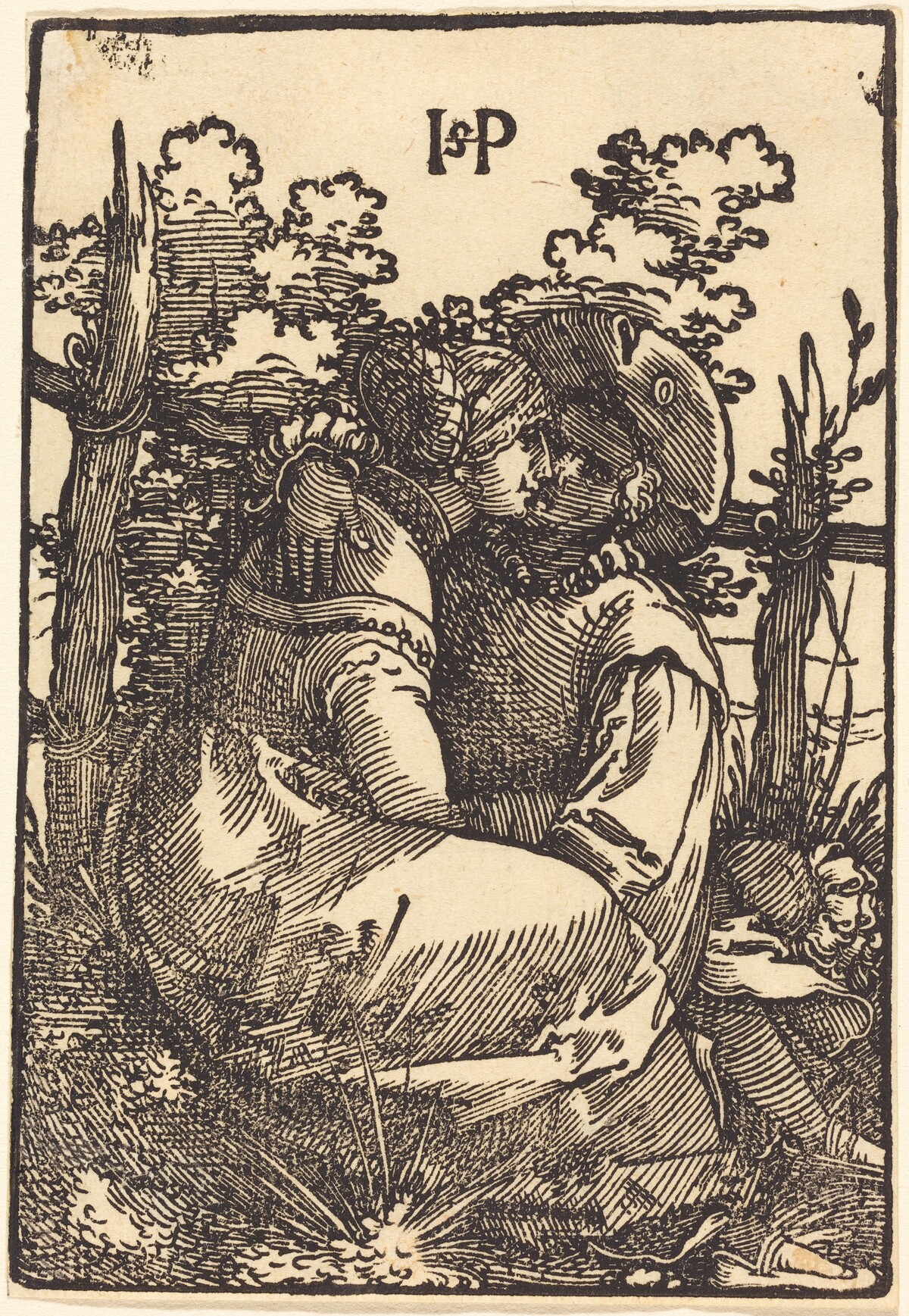 Two Lover Seated in Front of a Fence by Sebald Beham