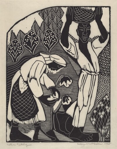 Cotton Picking (left panel)