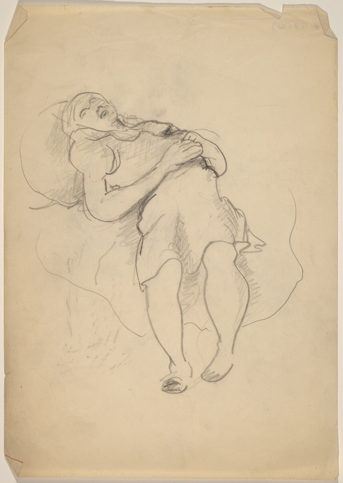Woman Reclining, Hands Clasped on Stomach, Feet on Floor by Mark Rothko