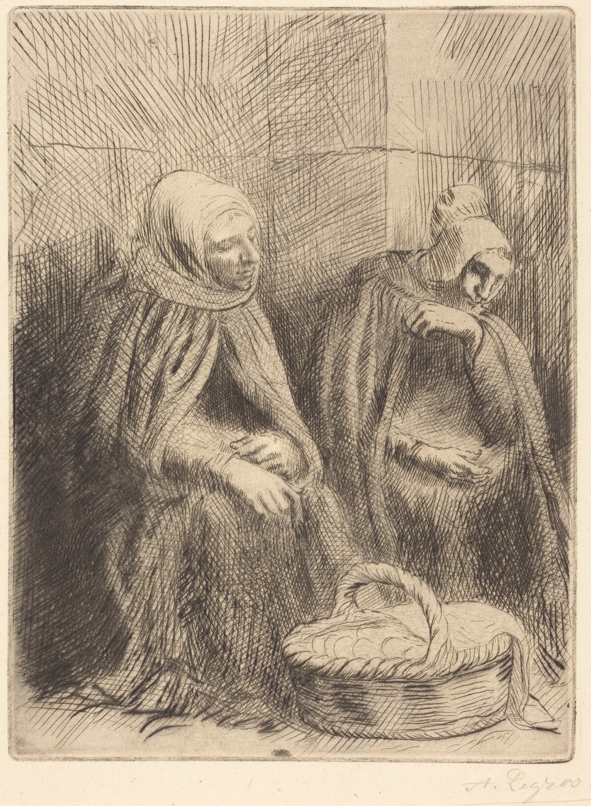 Egg-sellers, 1st plate (Les marchandes d'oeufs) by Alphonse Legros