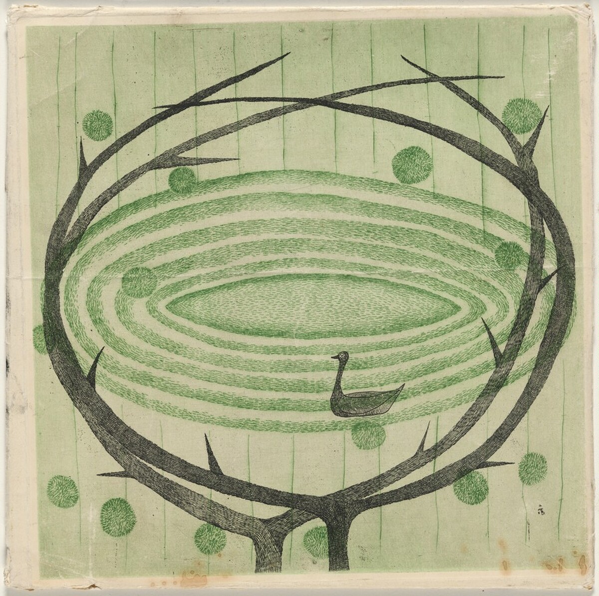 The Duck Pond [wrapper for etched copper plates] by Keiko Minami