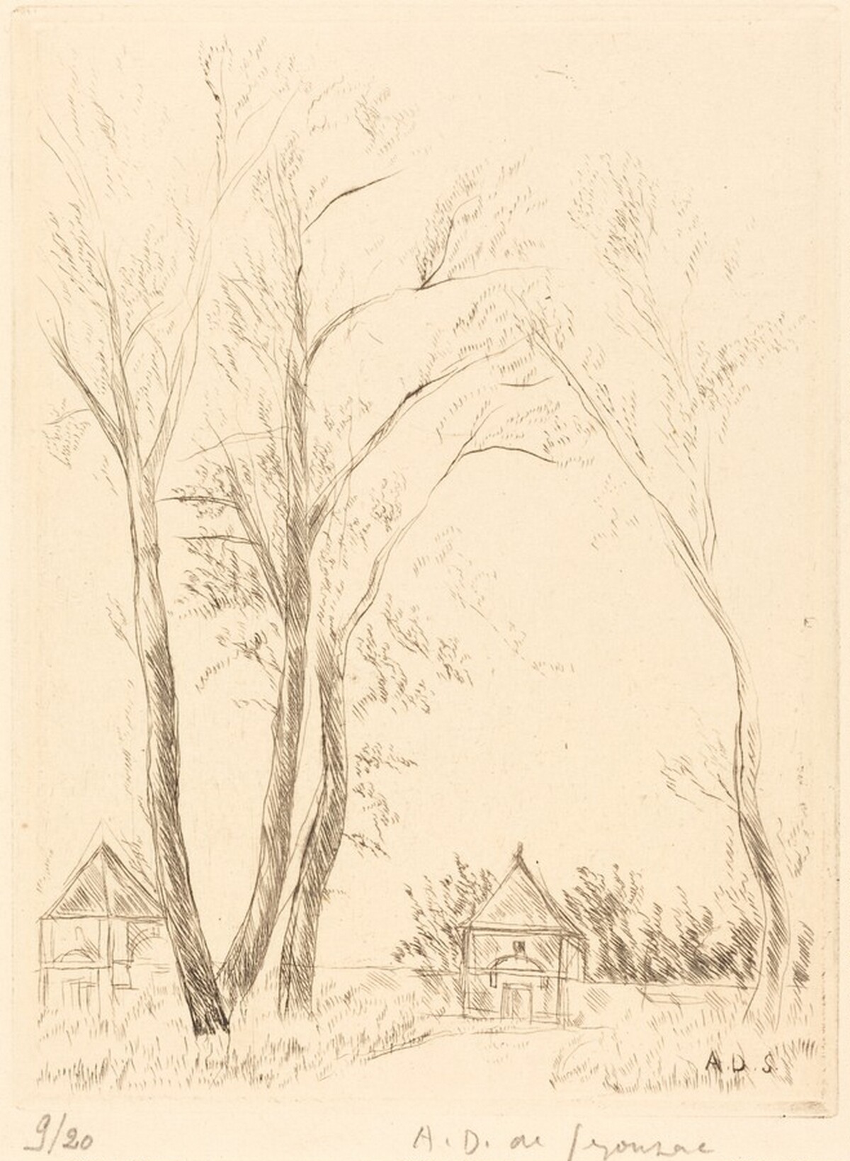 The Menagerie, Versailles (Small Plate) (Versailles, la Menagerie (petite planche)) by André Dunoyer de Segonzac