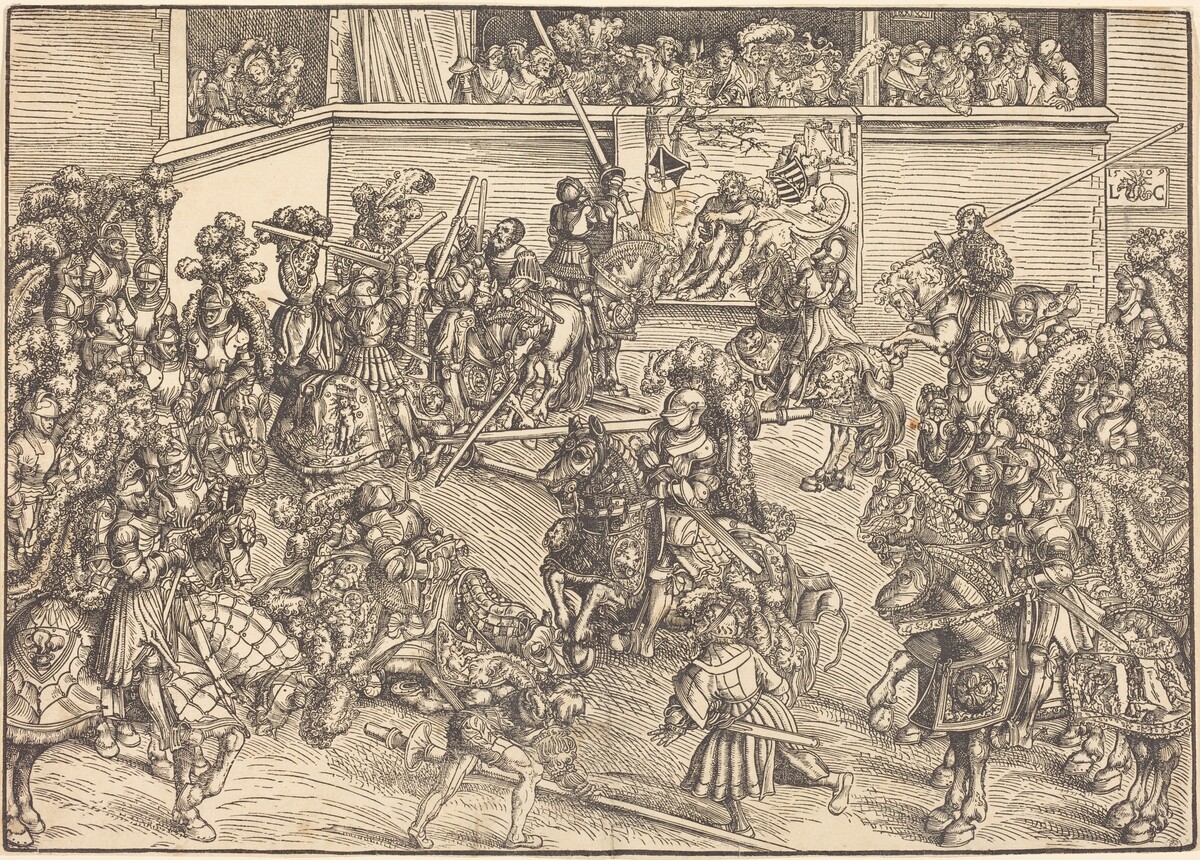 The Second Tournament with the Tapestry of Samson and the Lion by Lucas Cranach the Elder