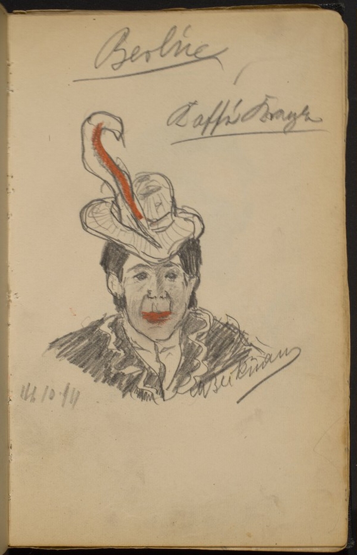 Woman in Hat with a Red Feather by Max Beckmann