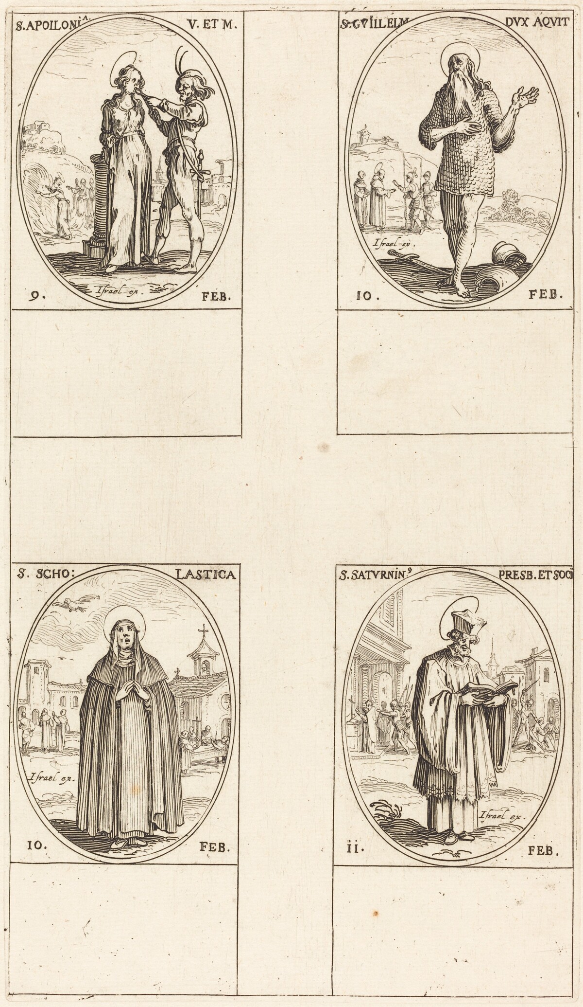 St. Apollonia; St. Guillaume; St. Scholastica; St. Saturnin by Jacques Callot