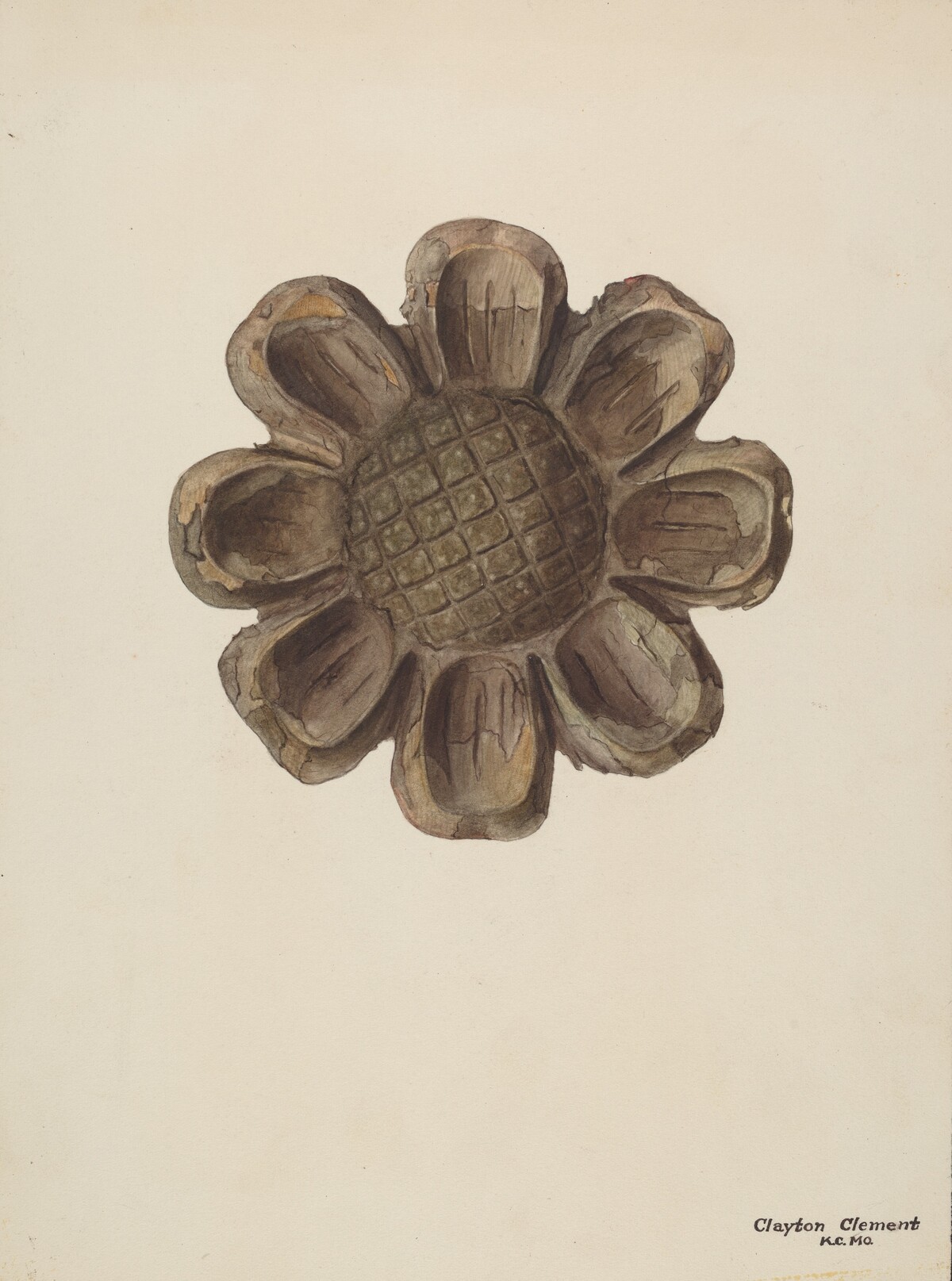 Wood Carving - Flower by Clayton Clements