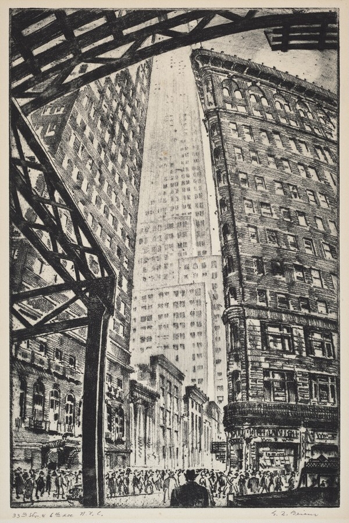 33rd St & 6th Ave, N.Y.C. by Gottlob L. Briem