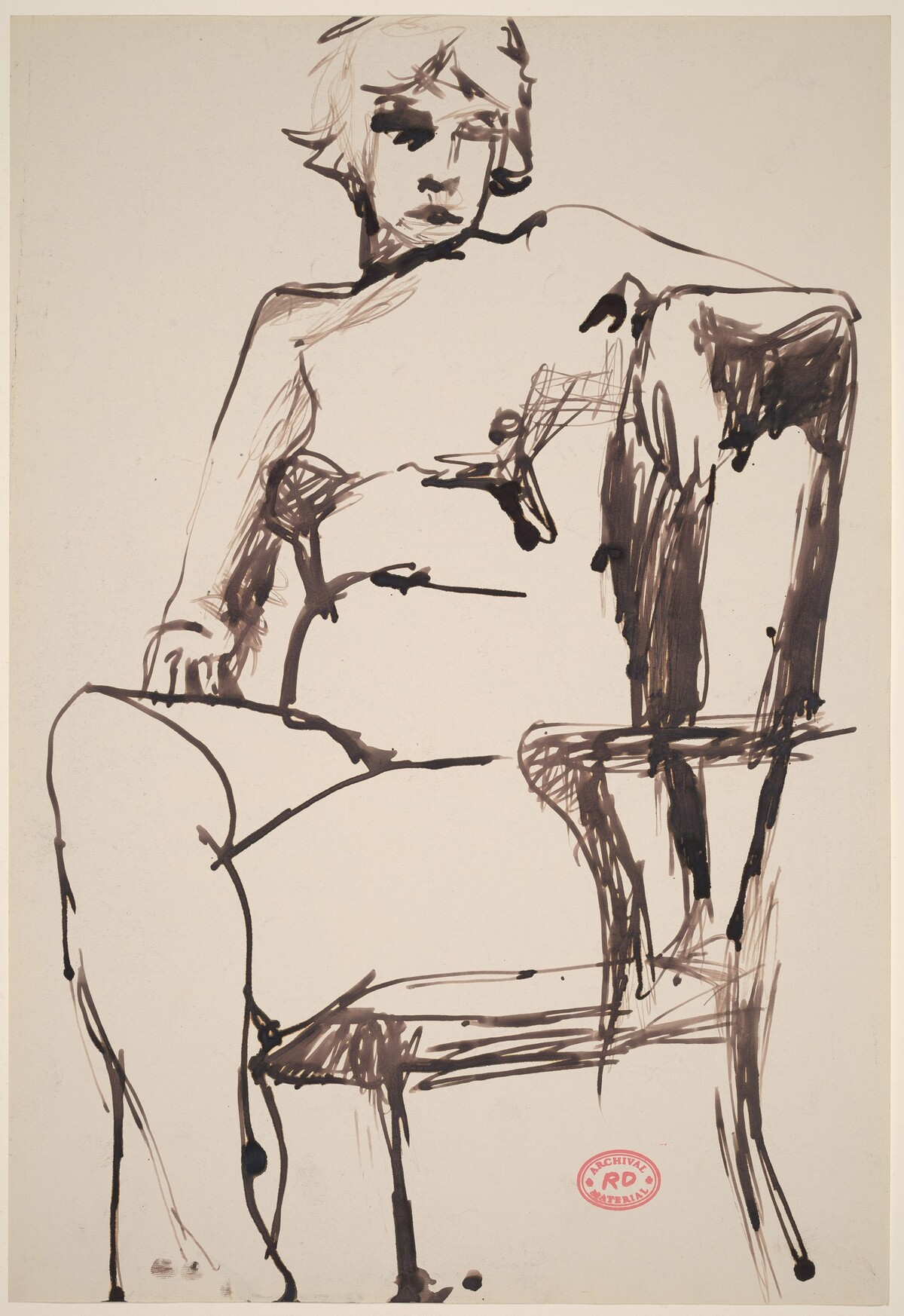 Untitled [seated female nude in a high back armchair] by Richard Diebenkorn