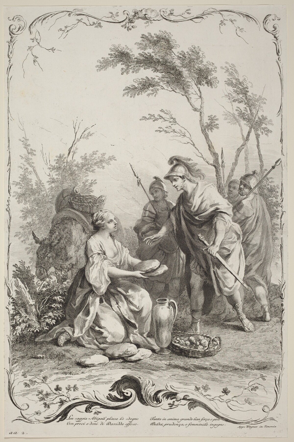 David and Abigail by Joseph Wagner (publisher) after Jacopo Amigoni