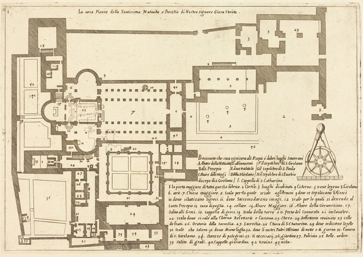 Plan of the Church of the Holy Nativity by Jacques Callot