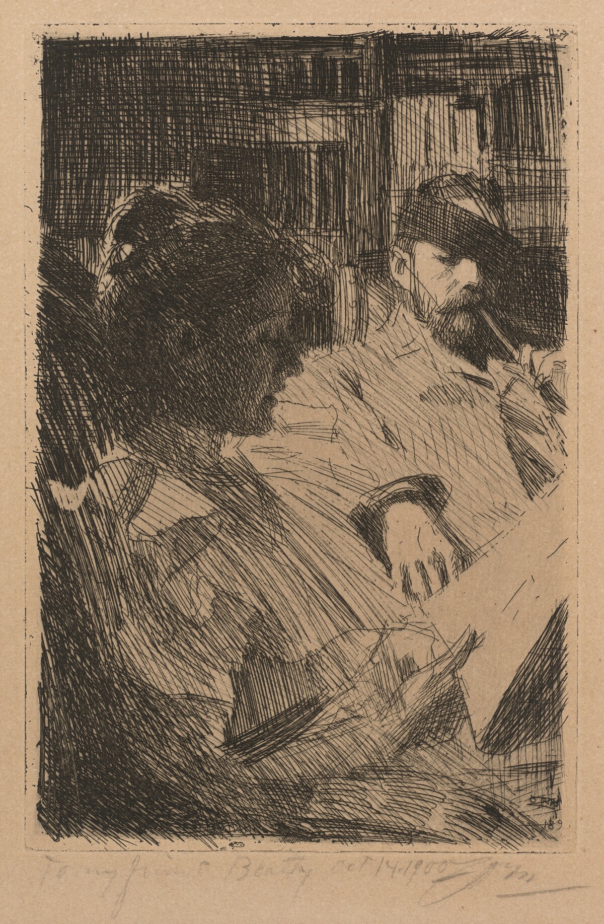 Reading (Mr. and Mrs. Ch. Deering) by Anders Zorn
