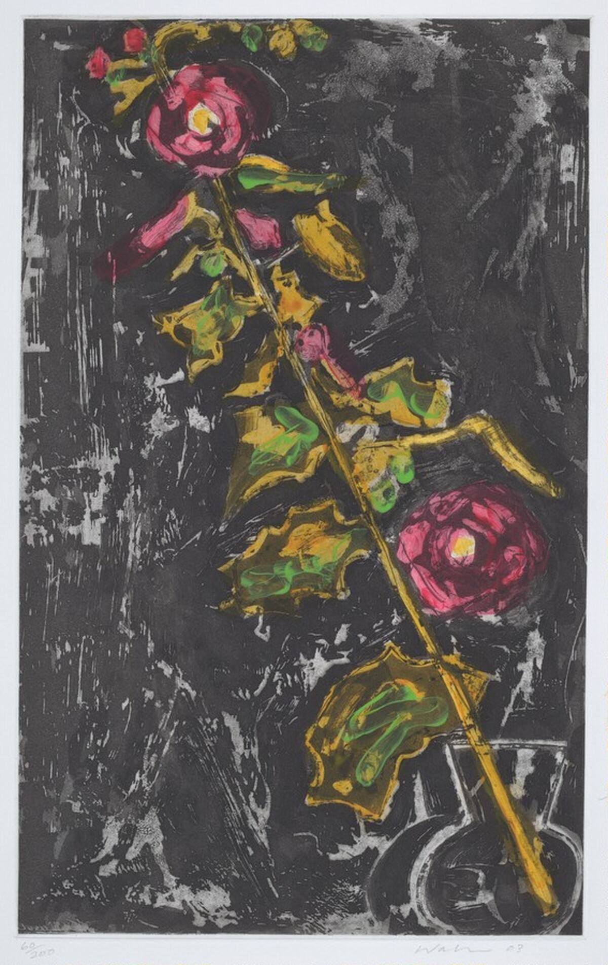 Diagonal Hollyhocks by John Walker