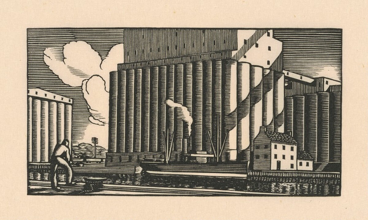 Grain Elevators by J. J. Lankes, after Rockwell Kent