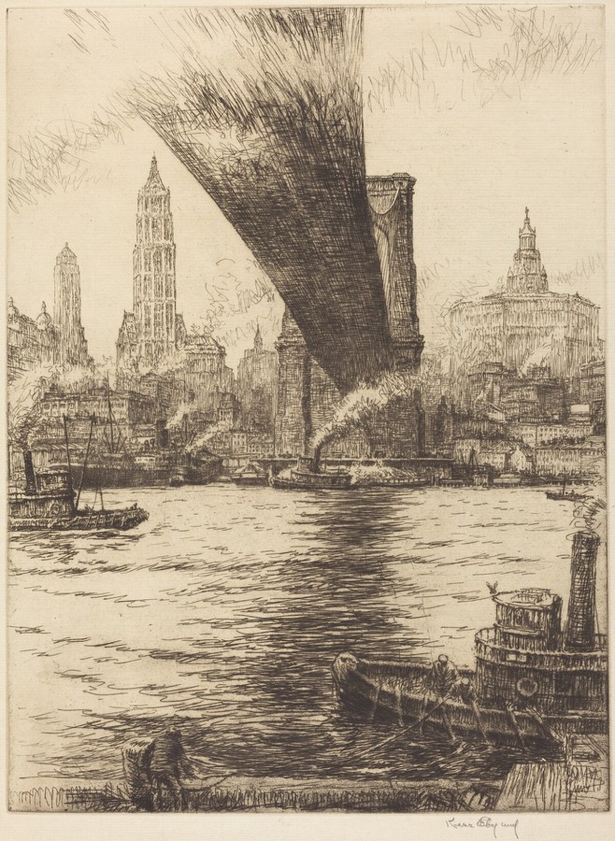 Brooklyn Bridge by Kerr Eby