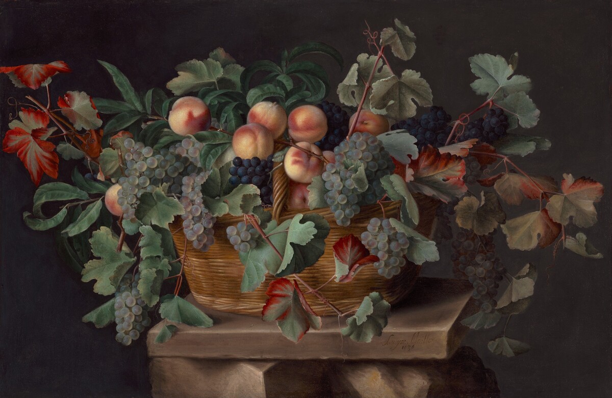 Still Life with a Basket of Peaches and Grapes by Louise Moillon