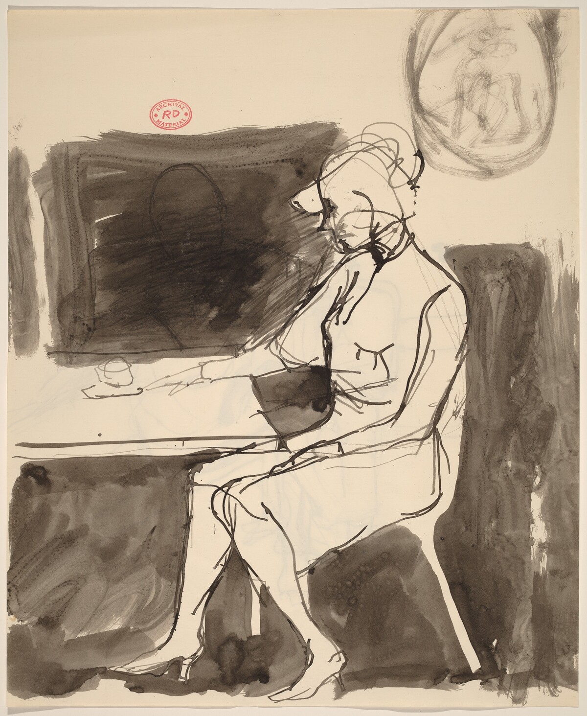 Untitled [woman seated at a table] [recto] by Richard Diebenkorn