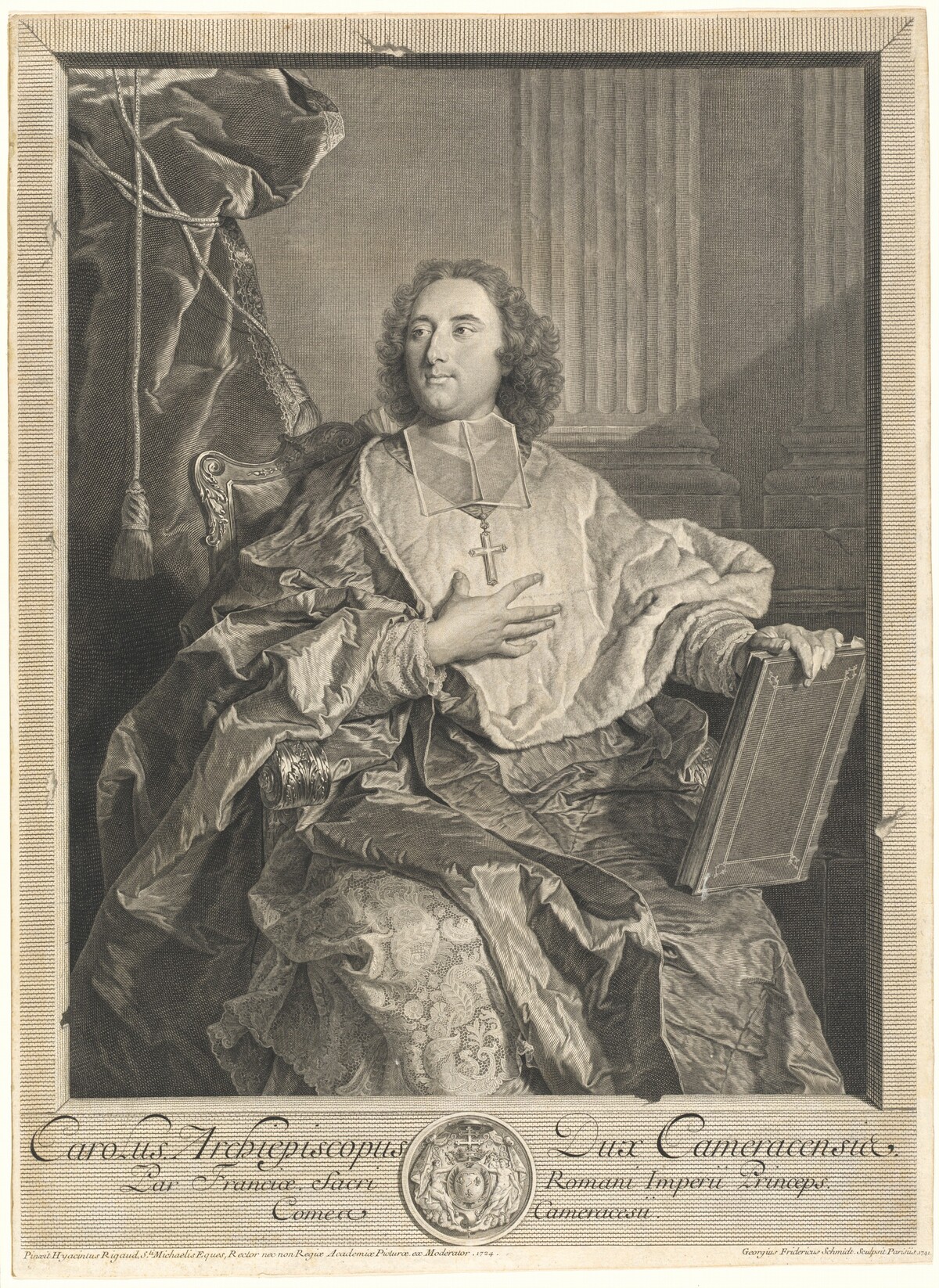 Monseigneur Louis-Charles d'Orléans de Saint-Albin, Archbishop of Cambrai by Georg Friedrich Schmidt after Hyacinthe Rigaud